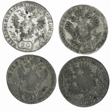 Lot (4) 20 Kreuzer 1815 E, 1825 A, 1826 E, 1829 A