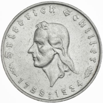 5 Reichsmark 1934 F Friedrich Schiller